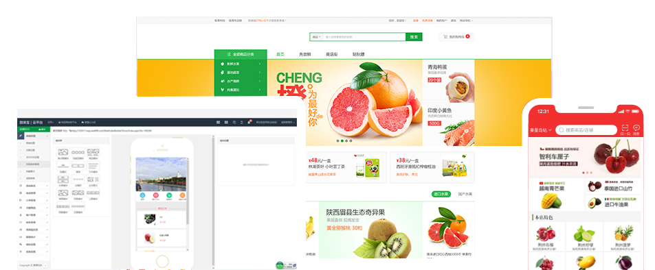 PC端、微商城、APP智能装修，灵活排版